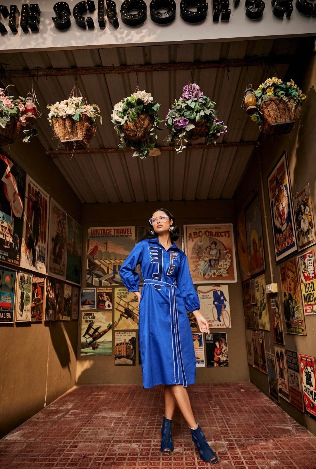 Texture Blue Shirt Dress - Puja Agarwal