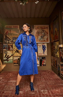 Texture Blue Shirt Dress