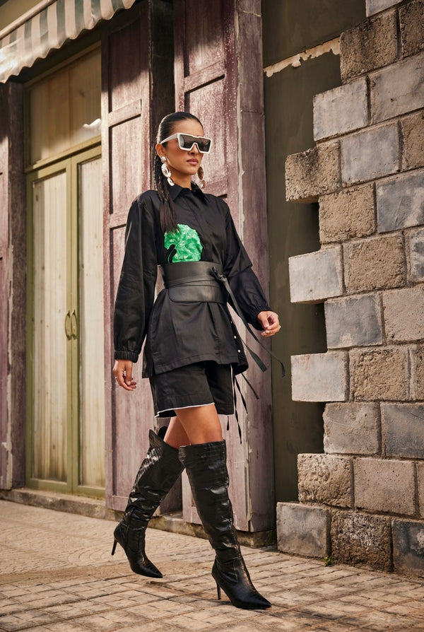 Wild Flower Black Shirt / Co-ord Set