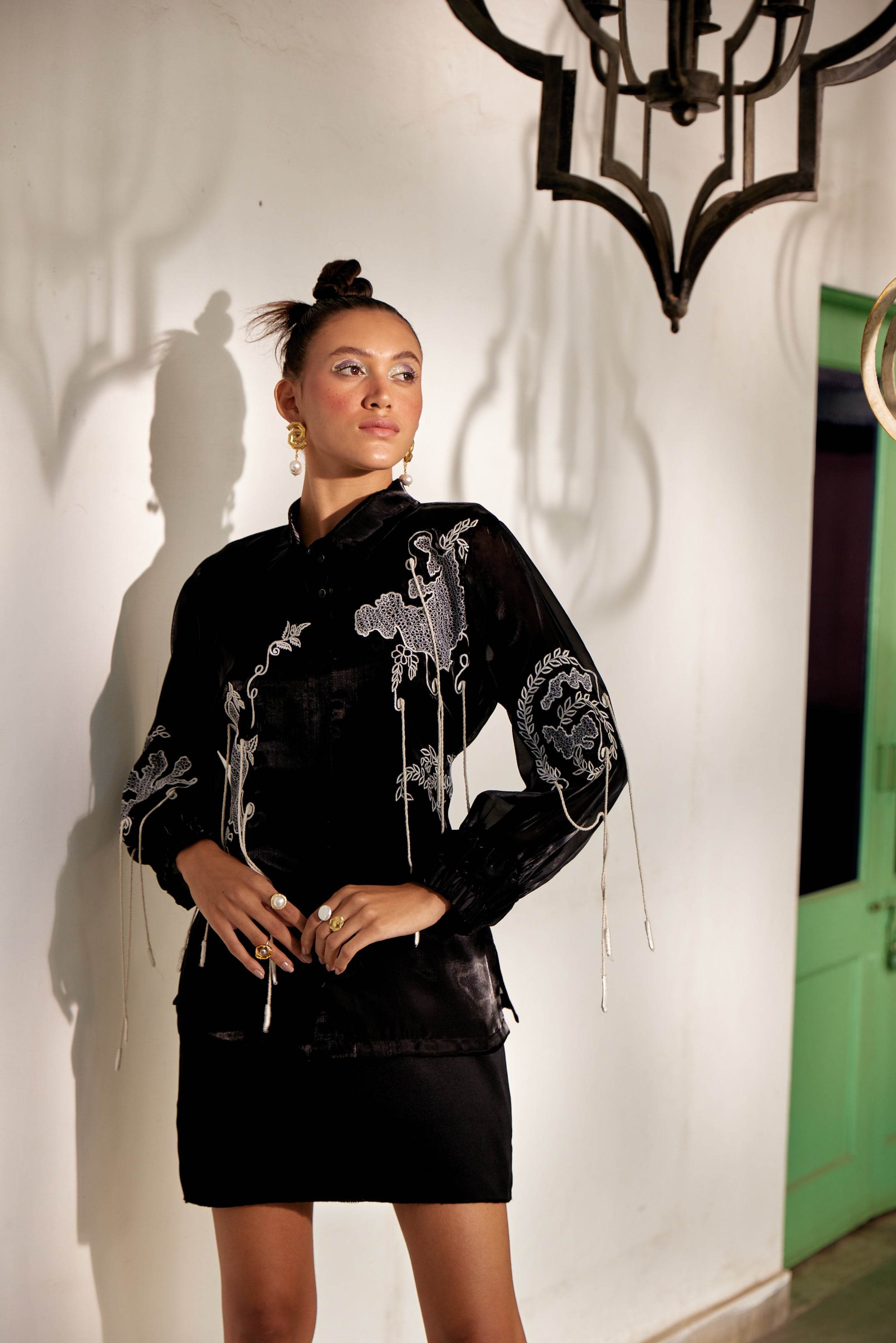 Fringe Finesse in Black - Puja Agarwal