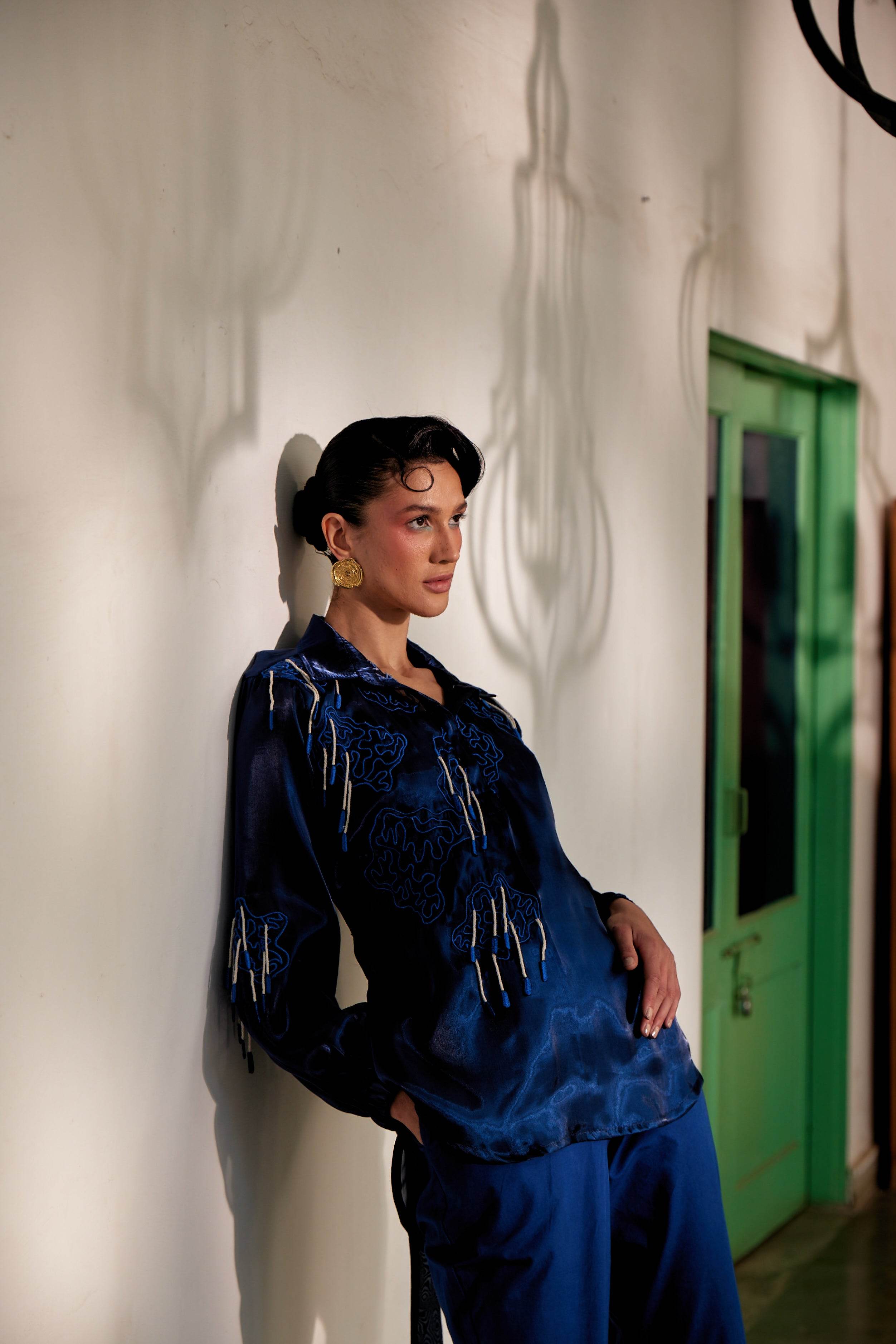 Fringe Finesse in Blue - Puja Agarwal