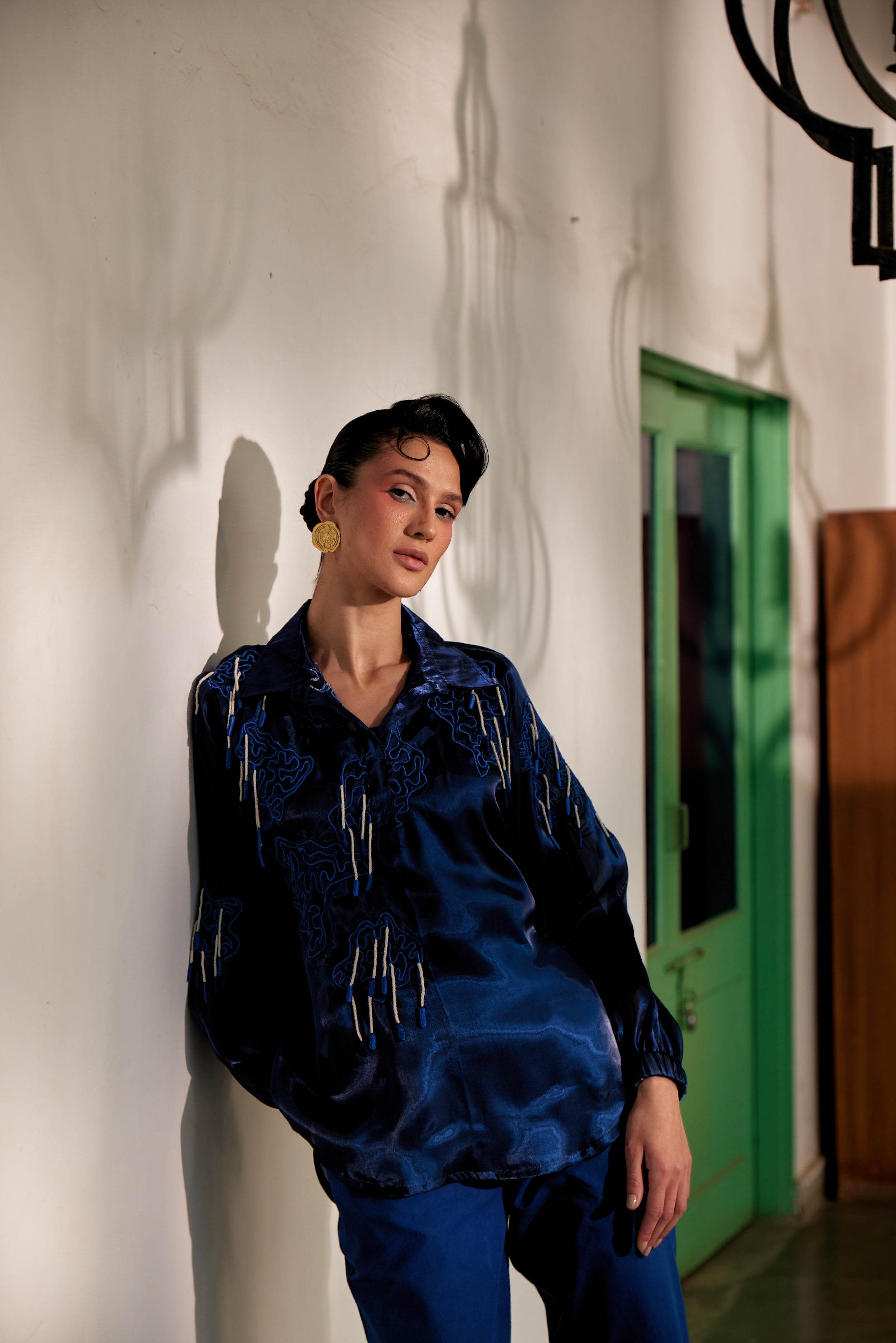 Fringe Finesse in Blue - Puja Agarwal