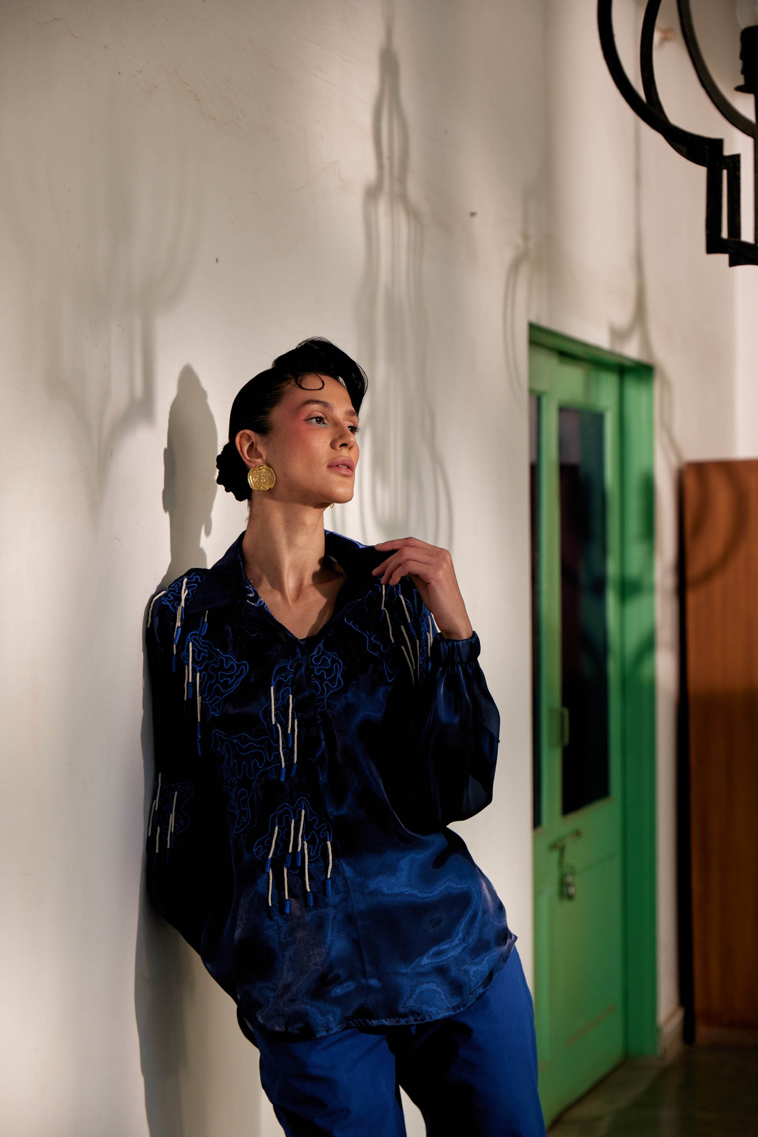Fringe Finesse in Blue - Puja Agarwal