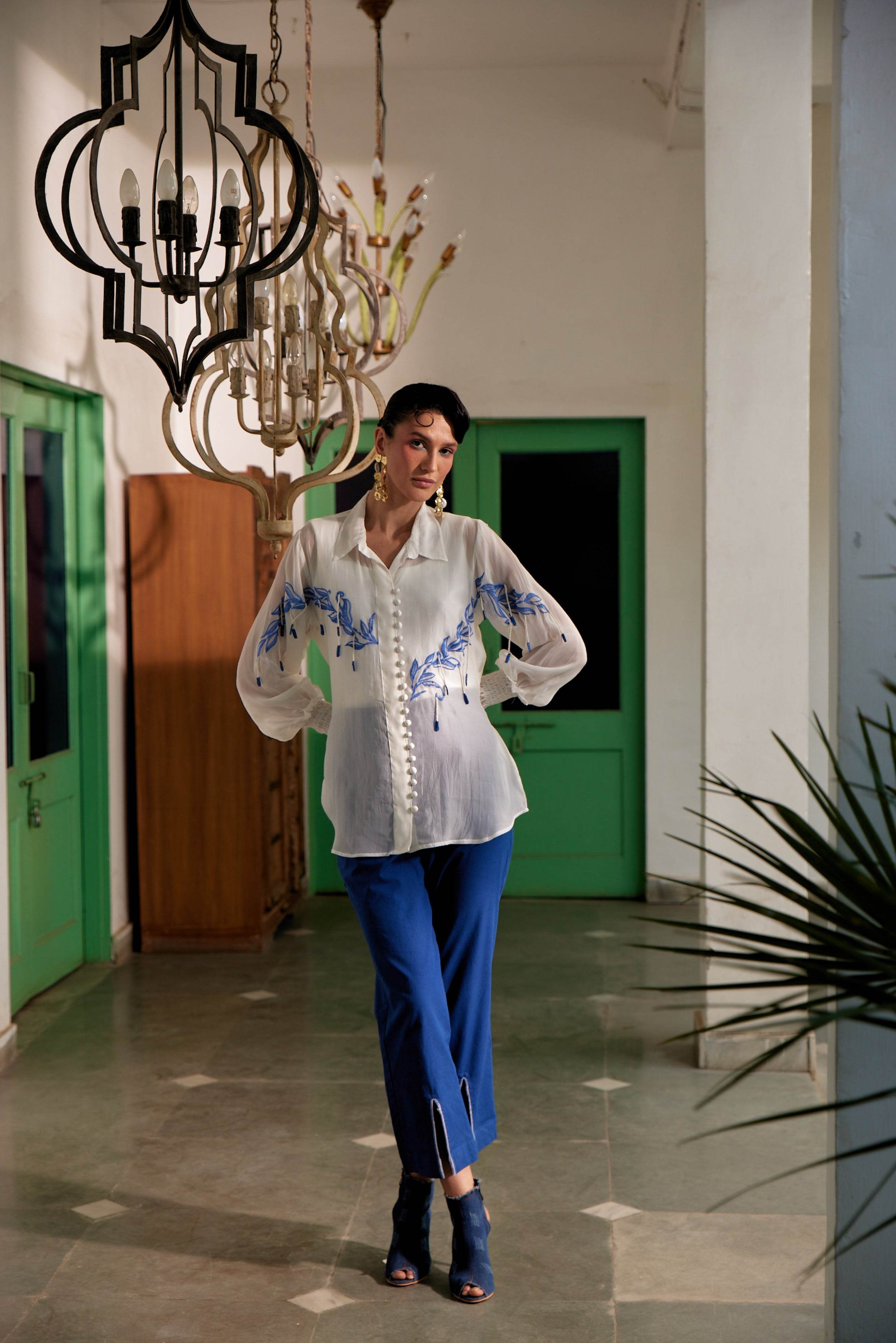 Fringe Finesse in White - Puja Agarwal