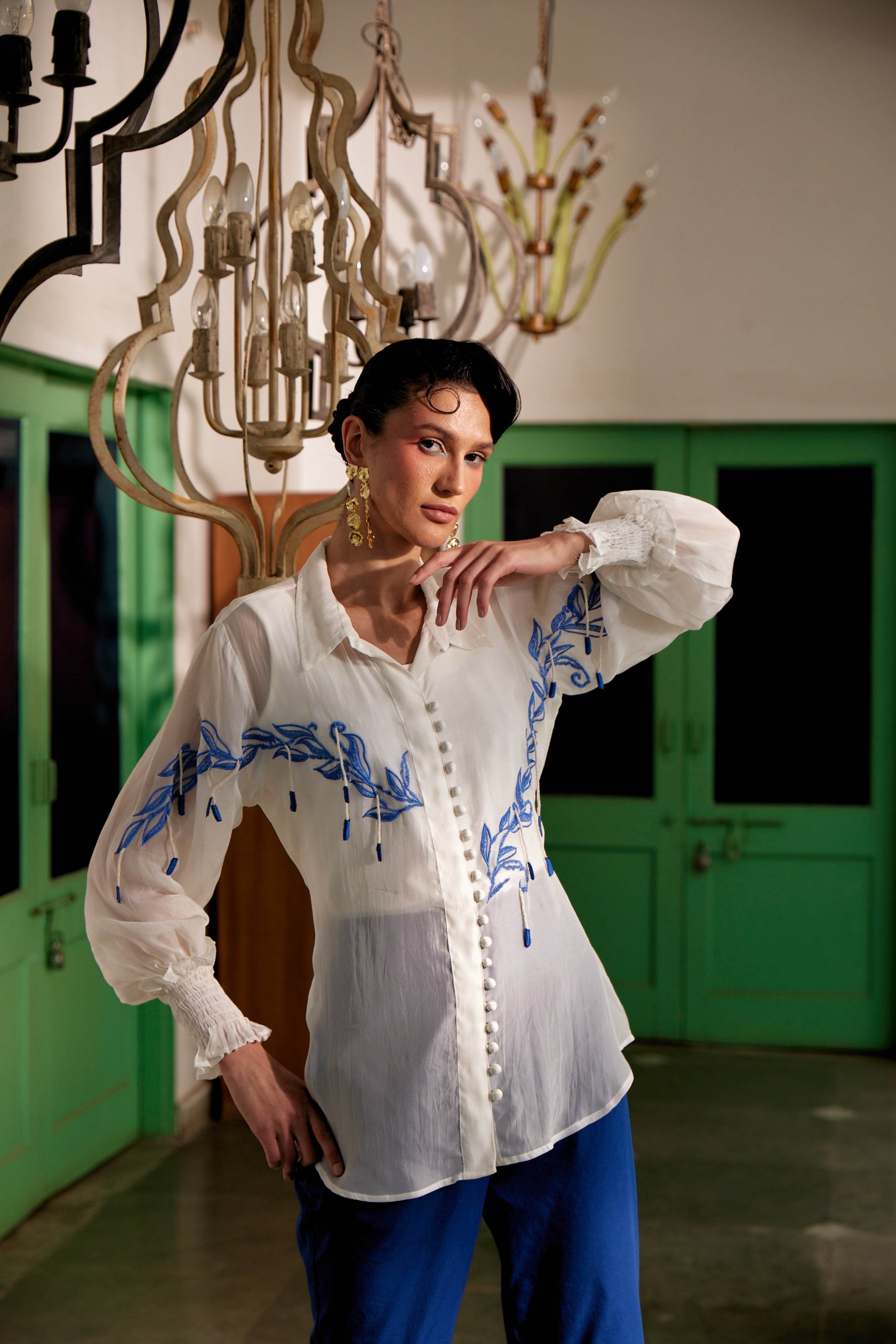Fringe Finesse in White - Puja Agarwal