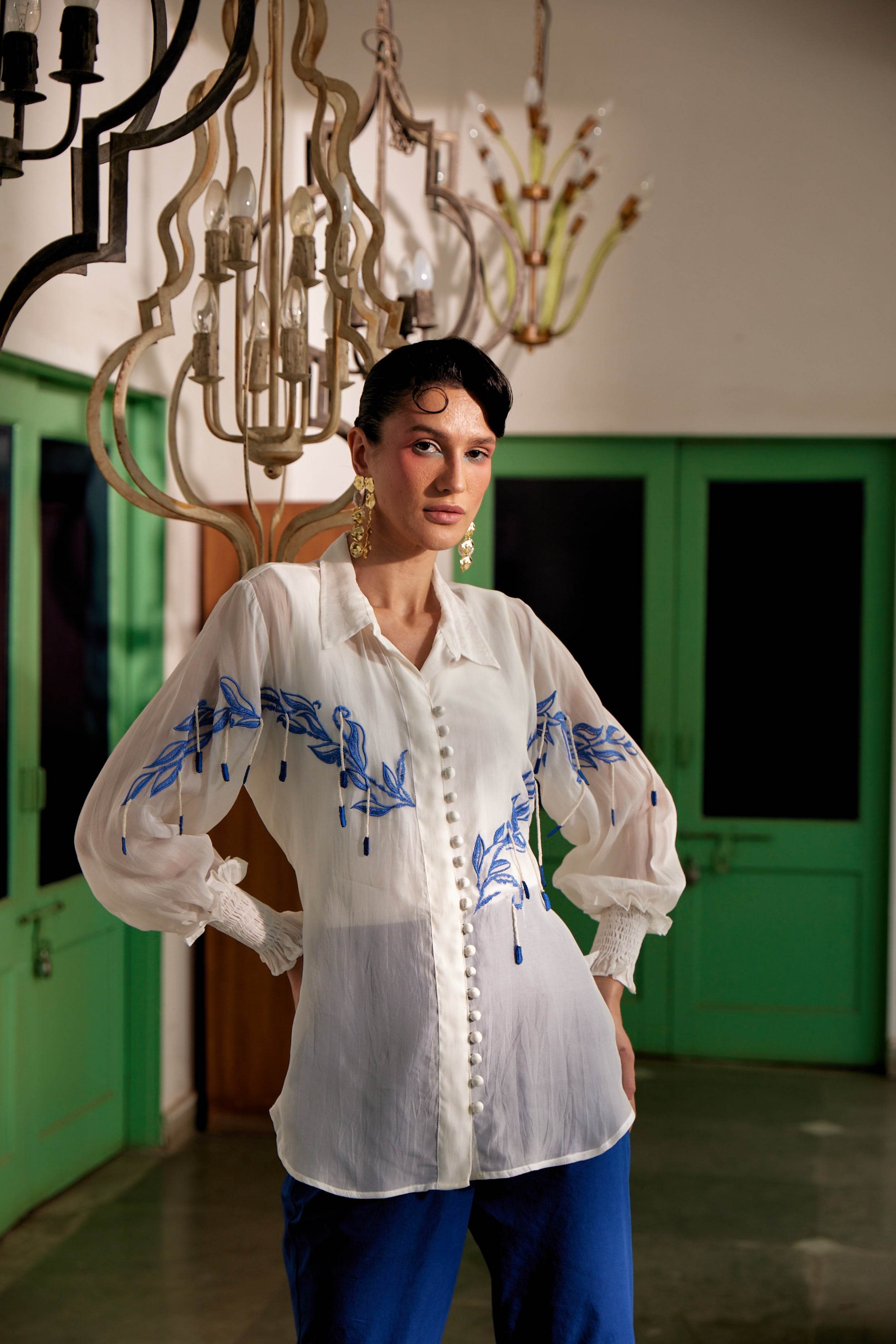 Fringe Finesse in White - Puja Agarwal