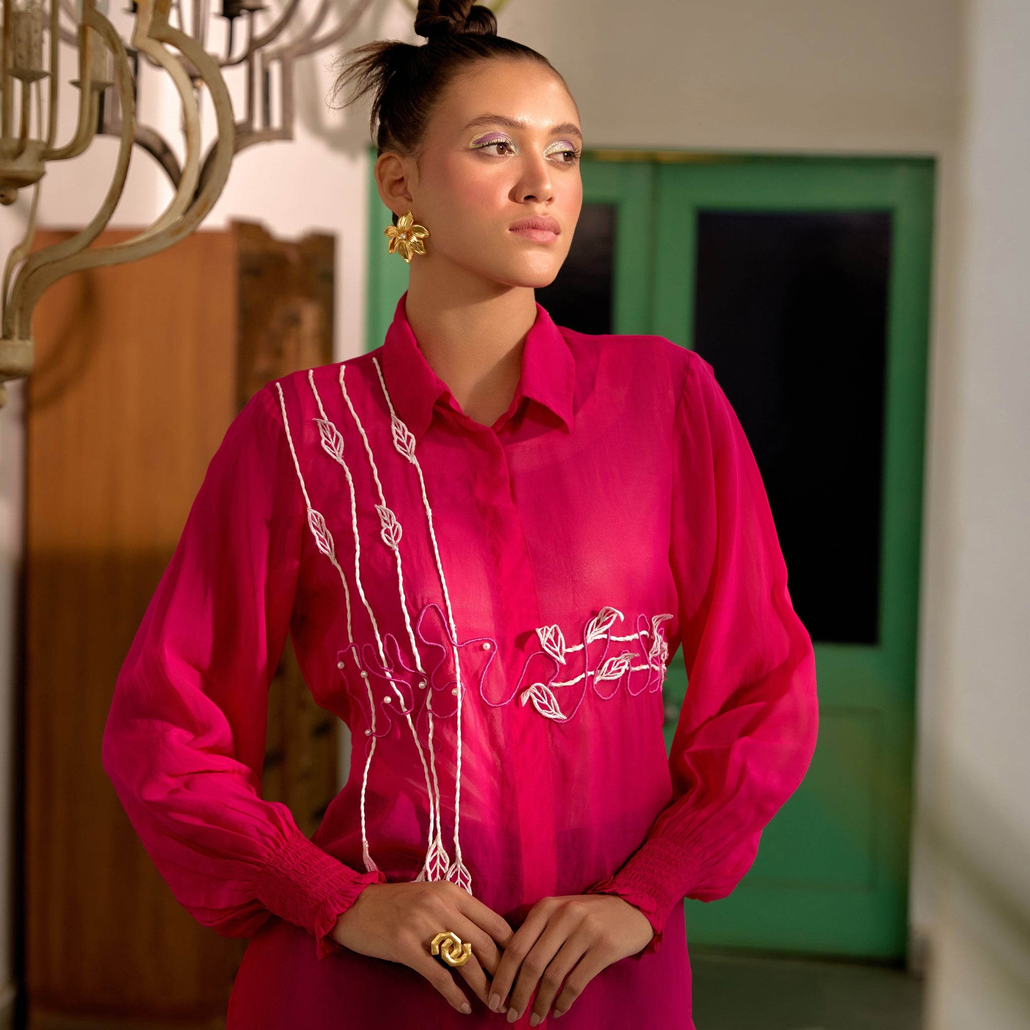 Fringe Finesse in Fuschia Pink - Puja Agarwal