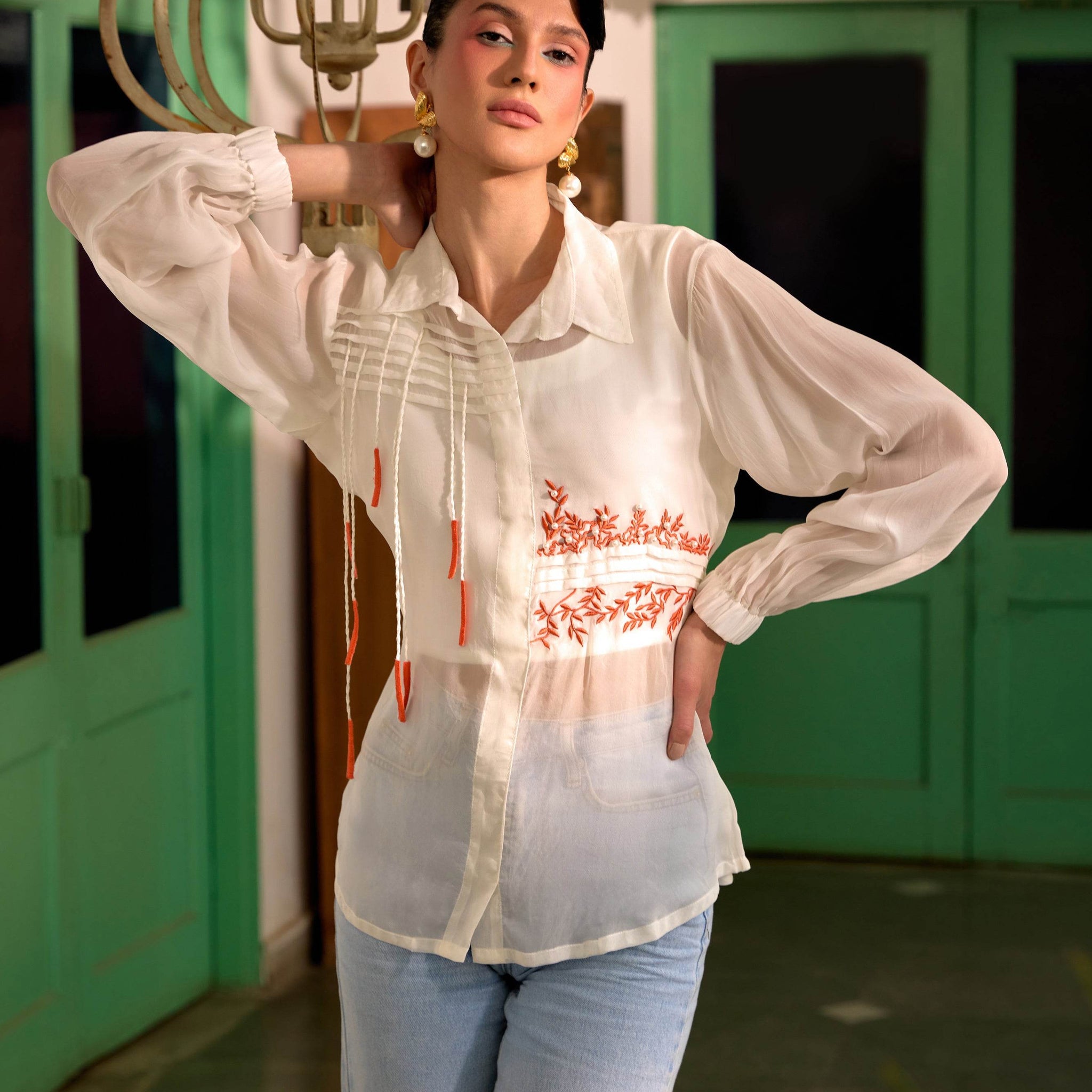 Fringe Finesse in White - Puja Agarwal