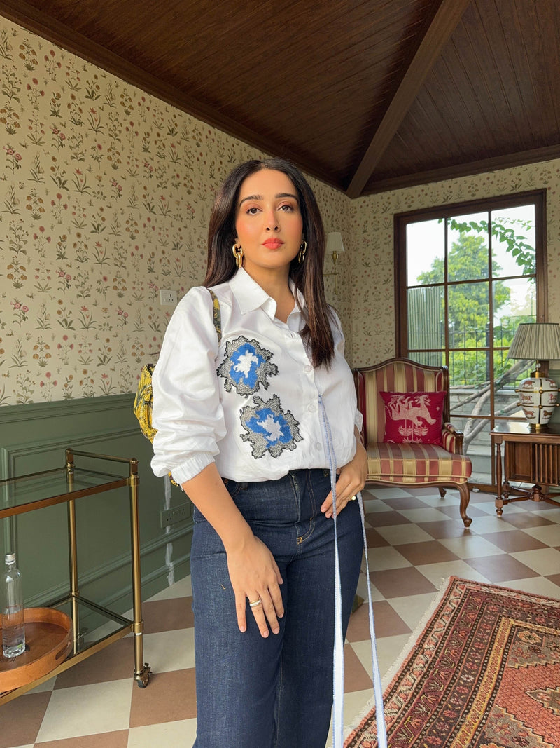 White Dawn Side Knot Shirt - Puja Agarwal