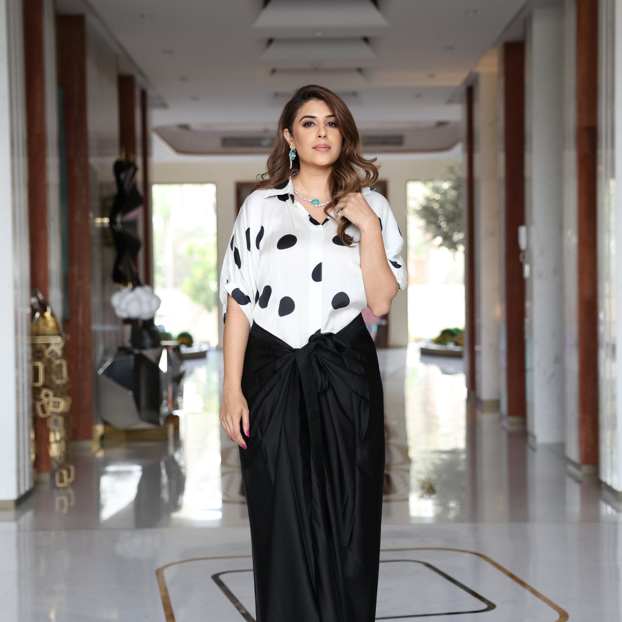Monochrome Mirage BW Top & Skirt Set