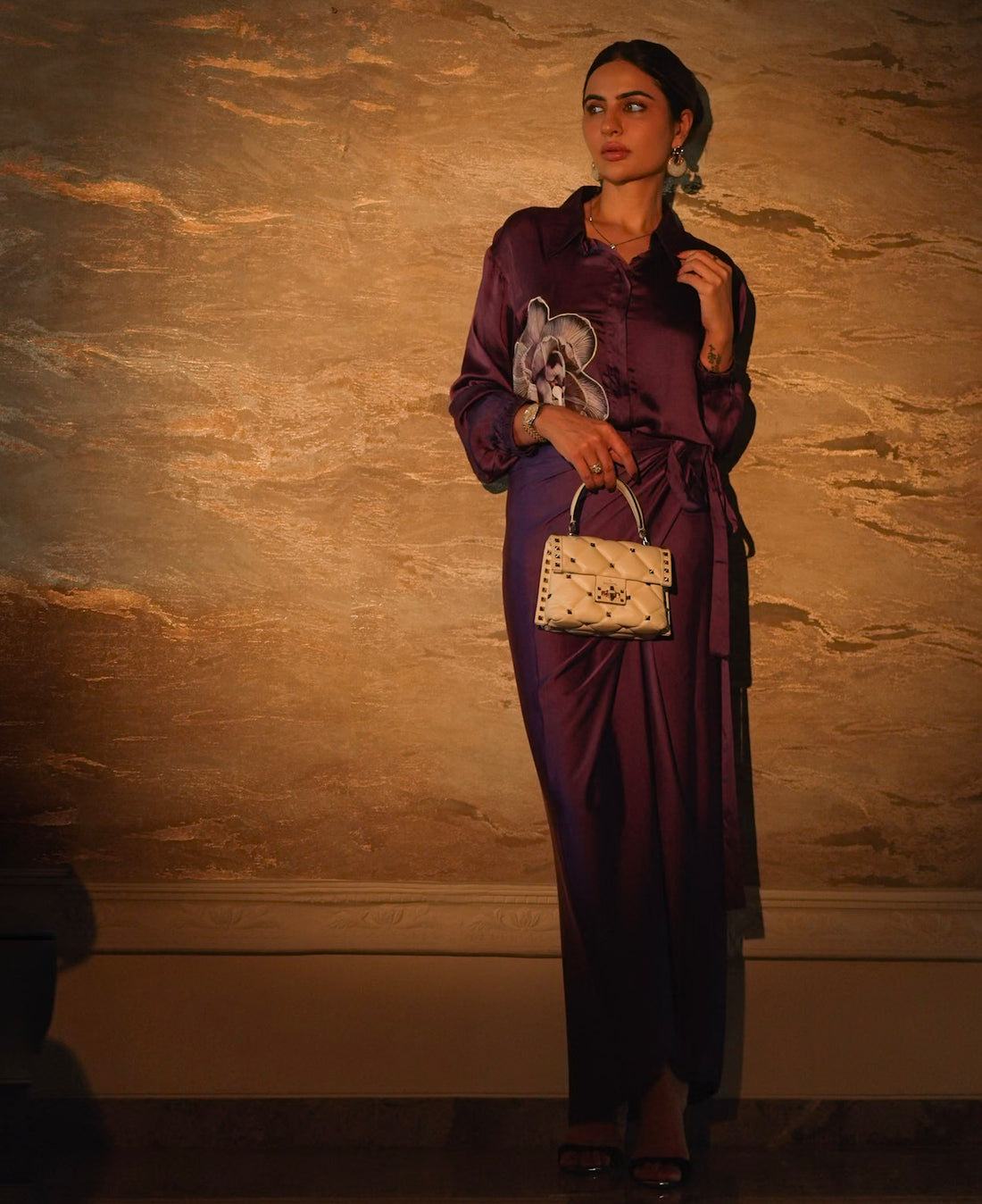 Velour Plum Wine Co Ord Set