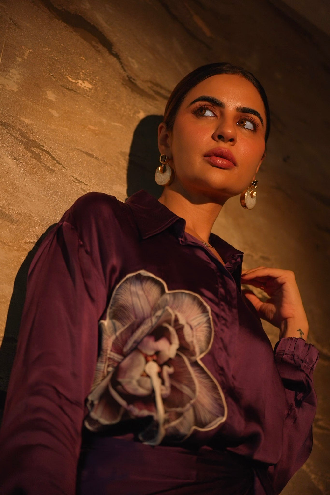 Velour Plum Wine Co Ord Set