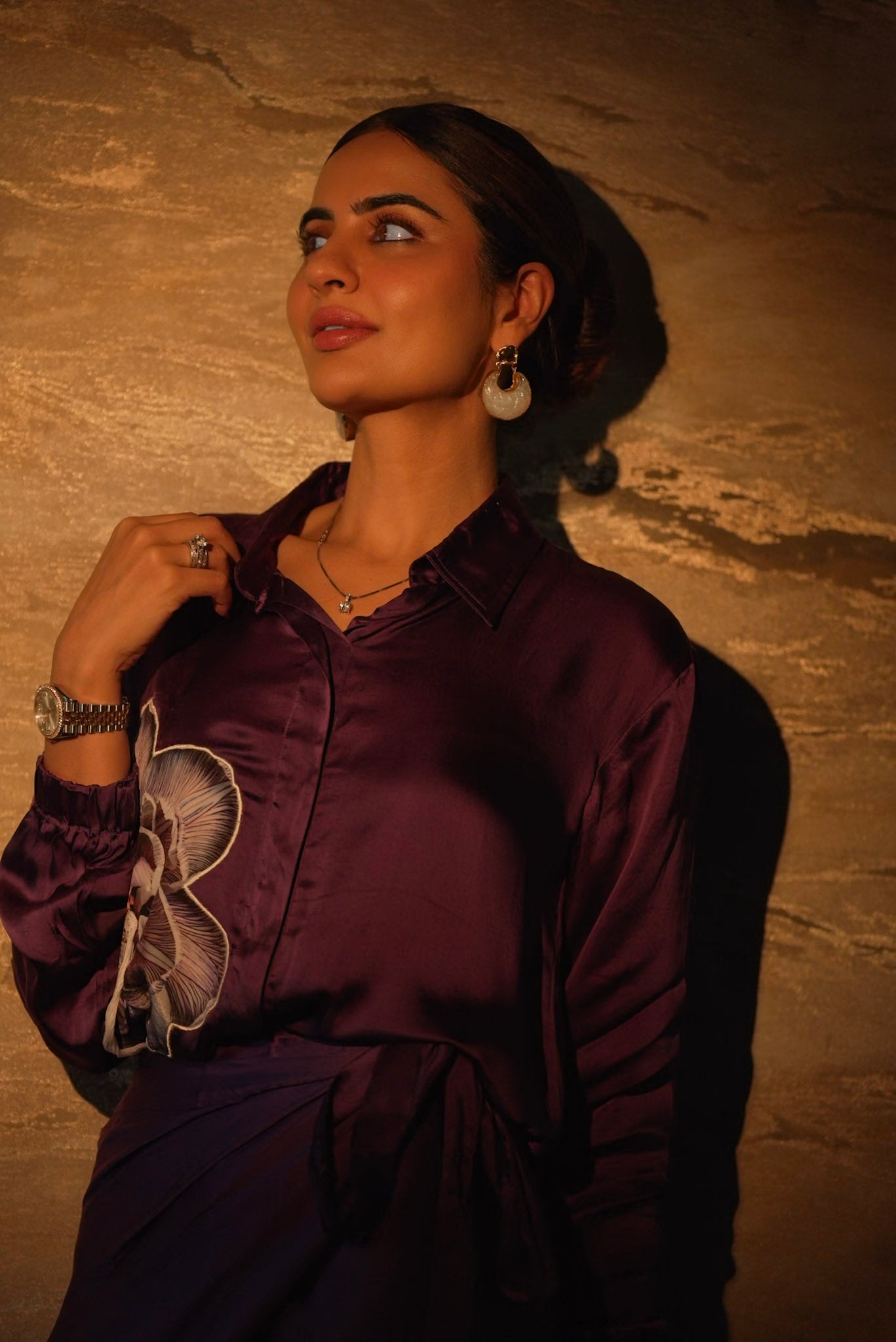 Velour Plum Wine Co Ord Set