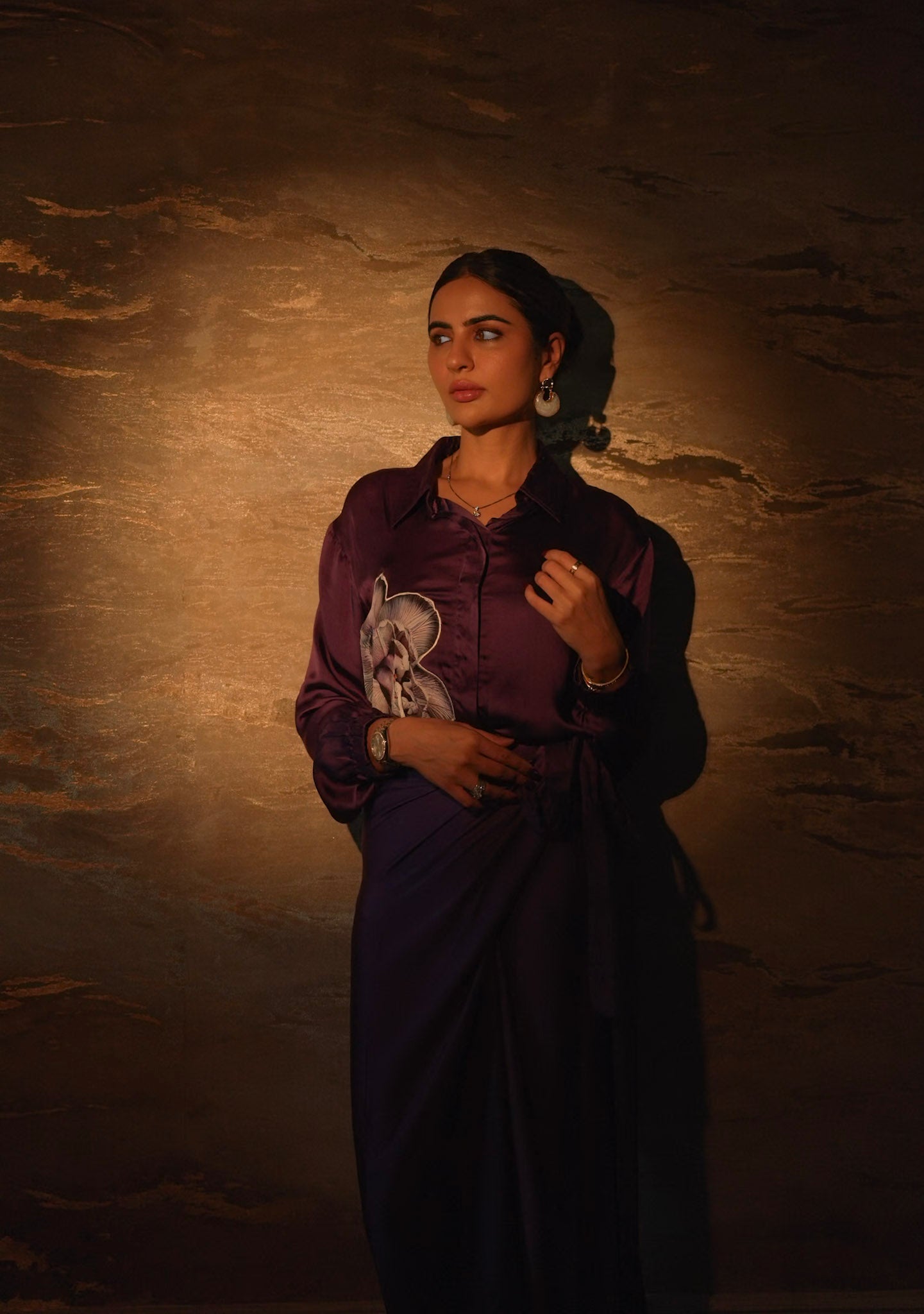 Velour Plum Wine Co Ord Set