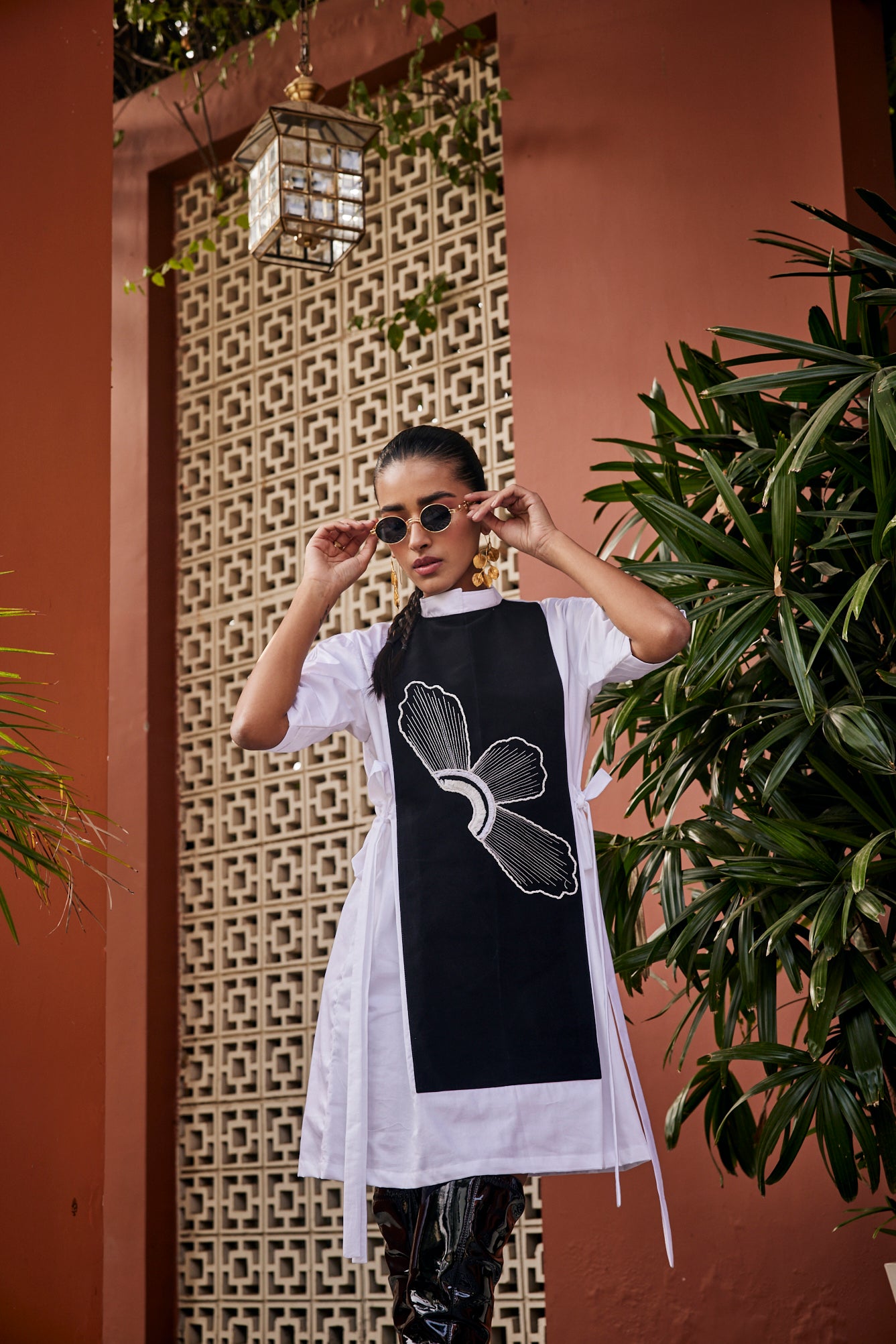 Monochrome Wing Black & White Tunic Dress