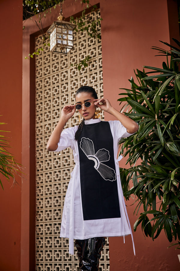 Monochrome Wing Black & White Tunic Dress