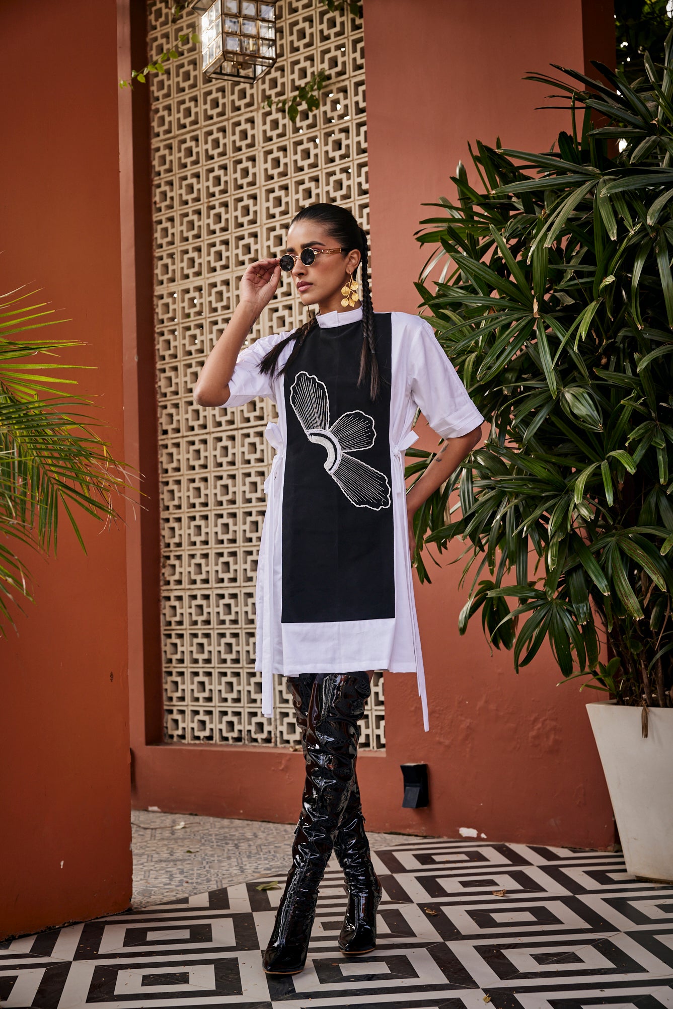 Monochrome Wing Black & White Tunic Dress