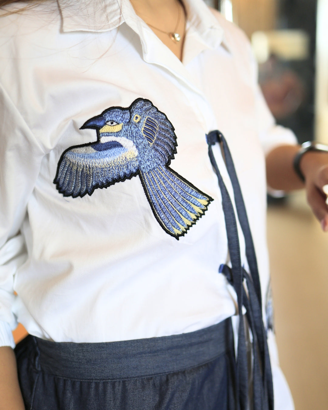 Soar White Shirt & Blue Pant Co-ord Set