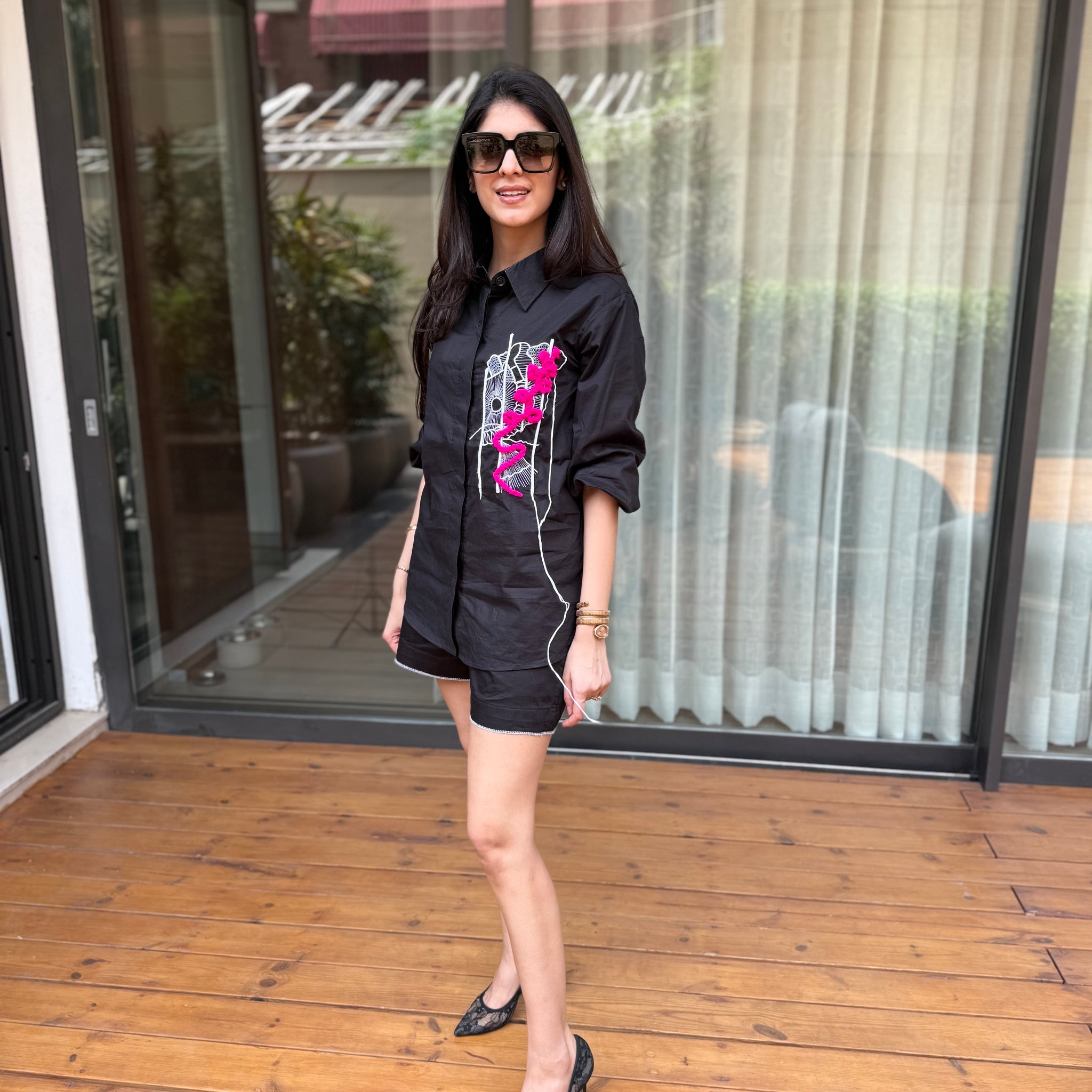Noir Graffiti Black Shirt / Co-ord Set - Puja Agarwal