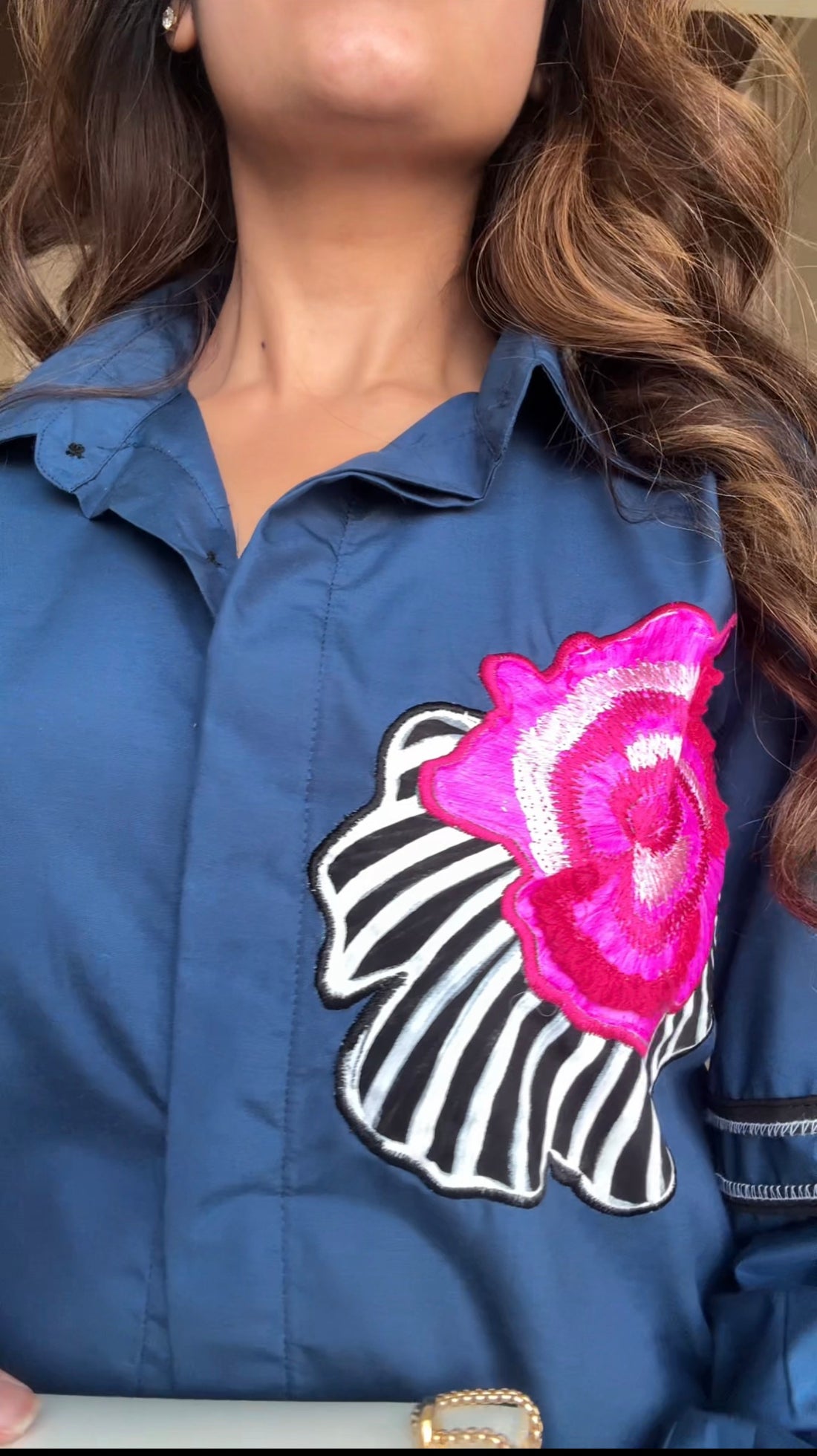 Celeste Noir Giza Cotton Embroidered Shirt / Co-ord Set