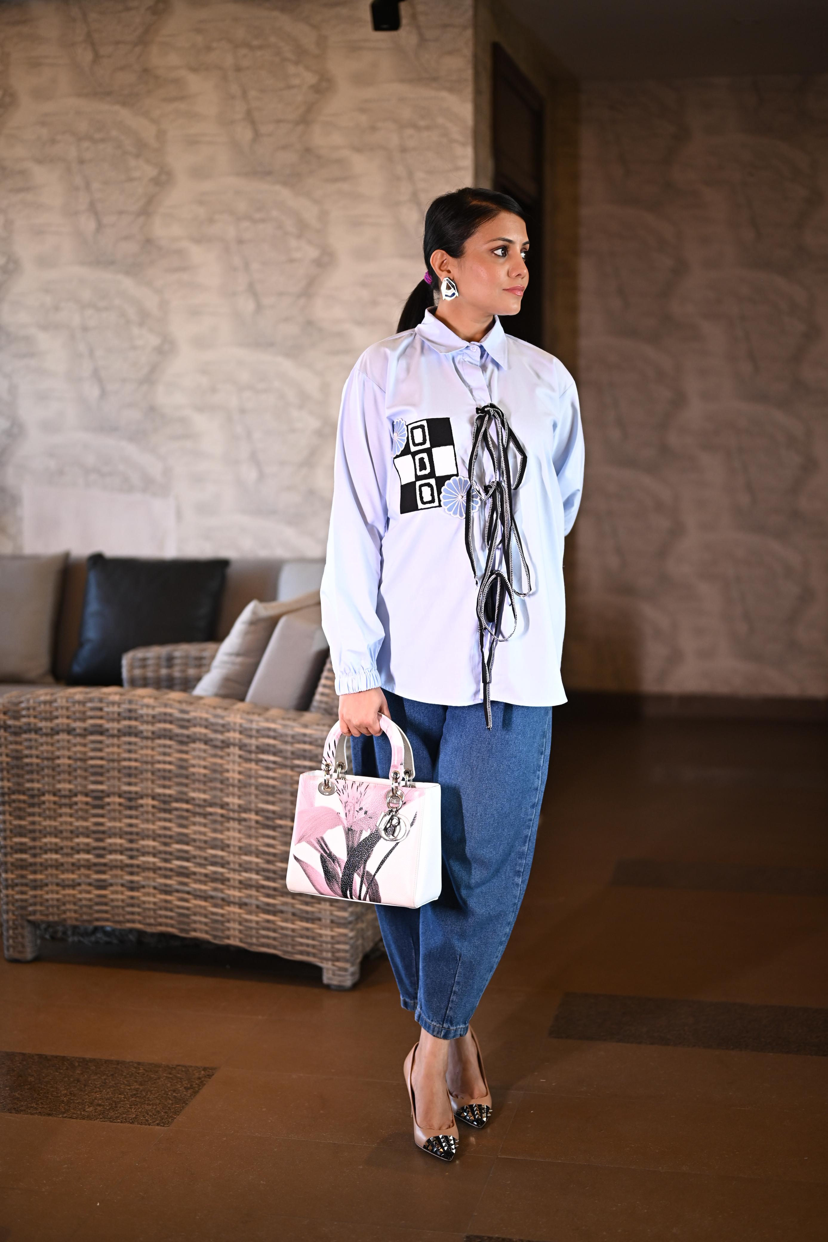 Blue Cipher Coord Set with Light Blue Shirt/ Blue Pant