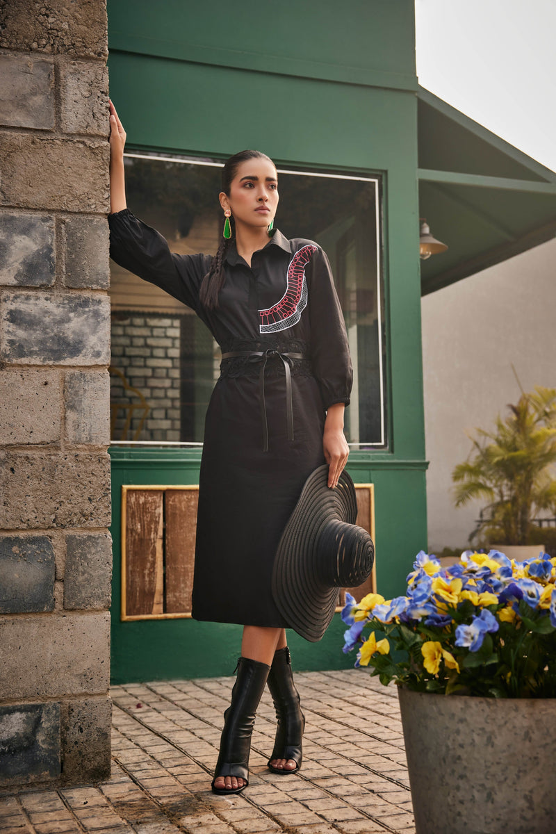 The Noir Spiral Dress - Puja Agarwal