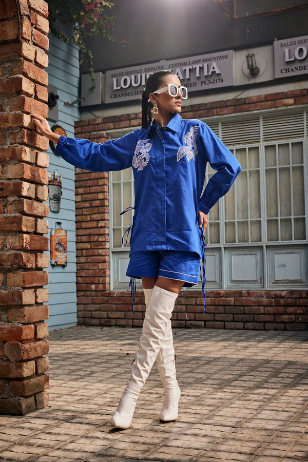 MIdnight Petal Co-ord Set / Shirt - Puja Agarwal