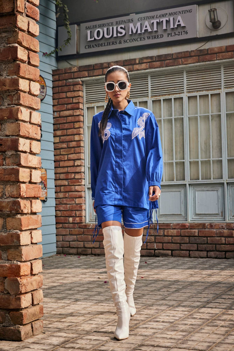MIdnight Petal Co-ord Set / Shirt - Puja Agarwal