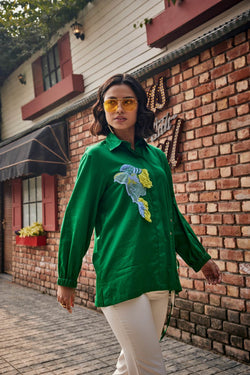 The Tropic Stitch Green Shirt / Co-ord Set - Puja Agarwal