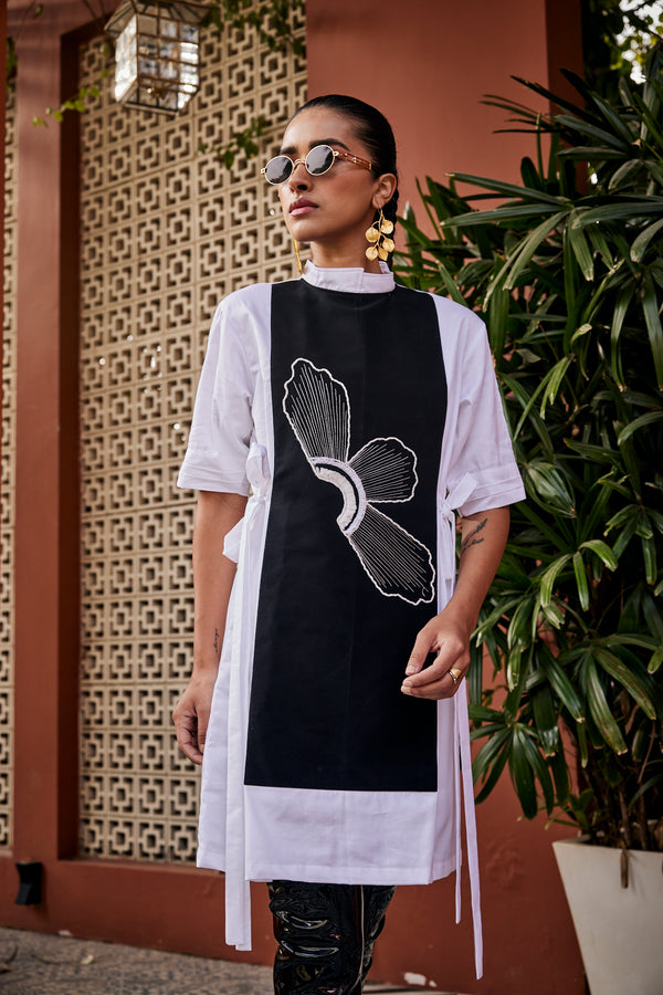 Monochrome Wing Black & White Tunic Dress