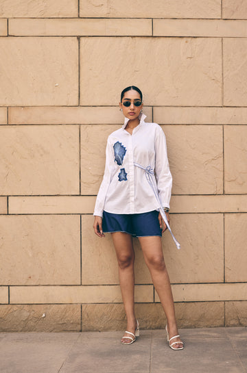 White haze embroidered shirt/co-ord set