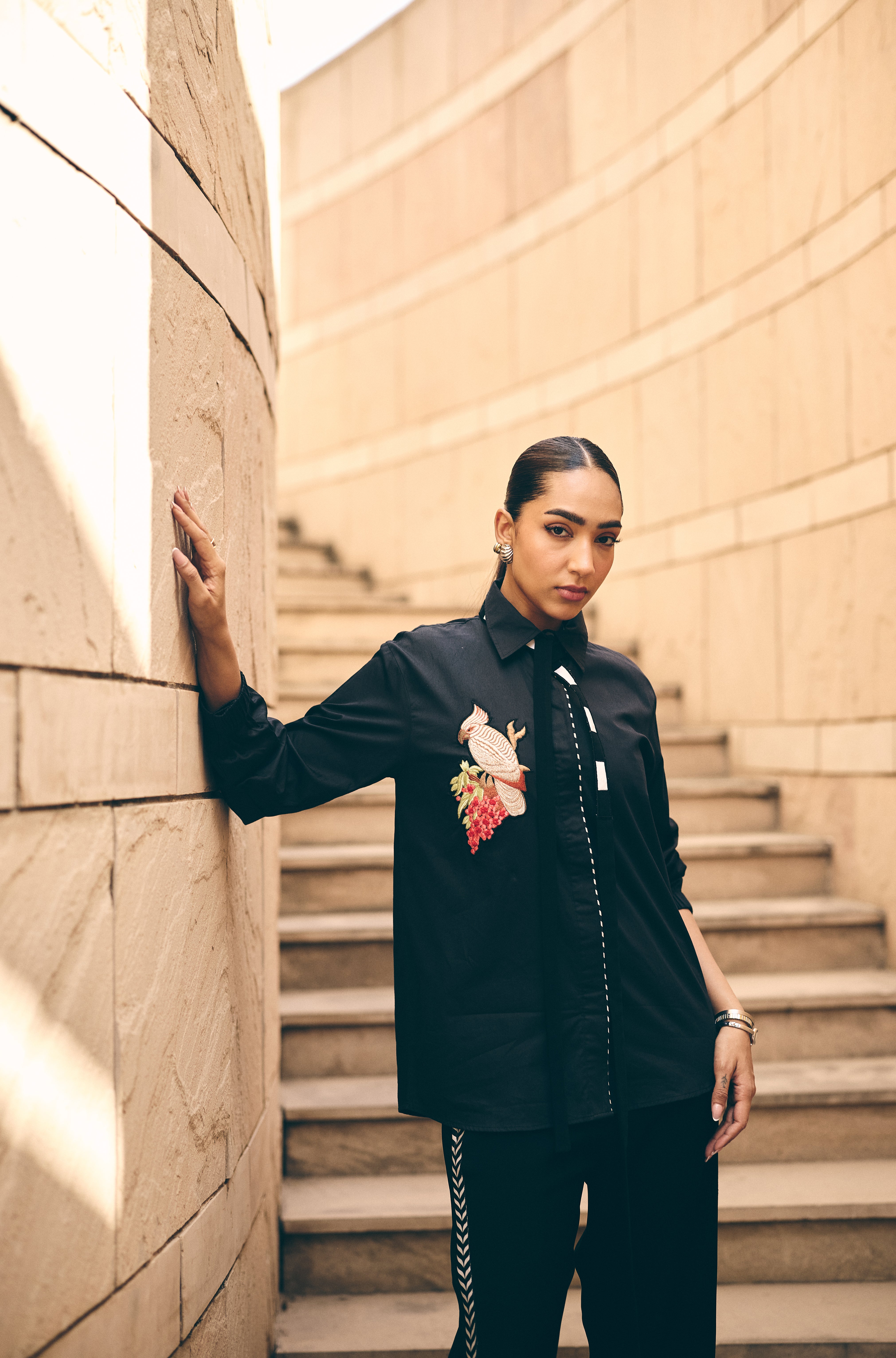 Black hawk Embroidered shirt/co-ord set