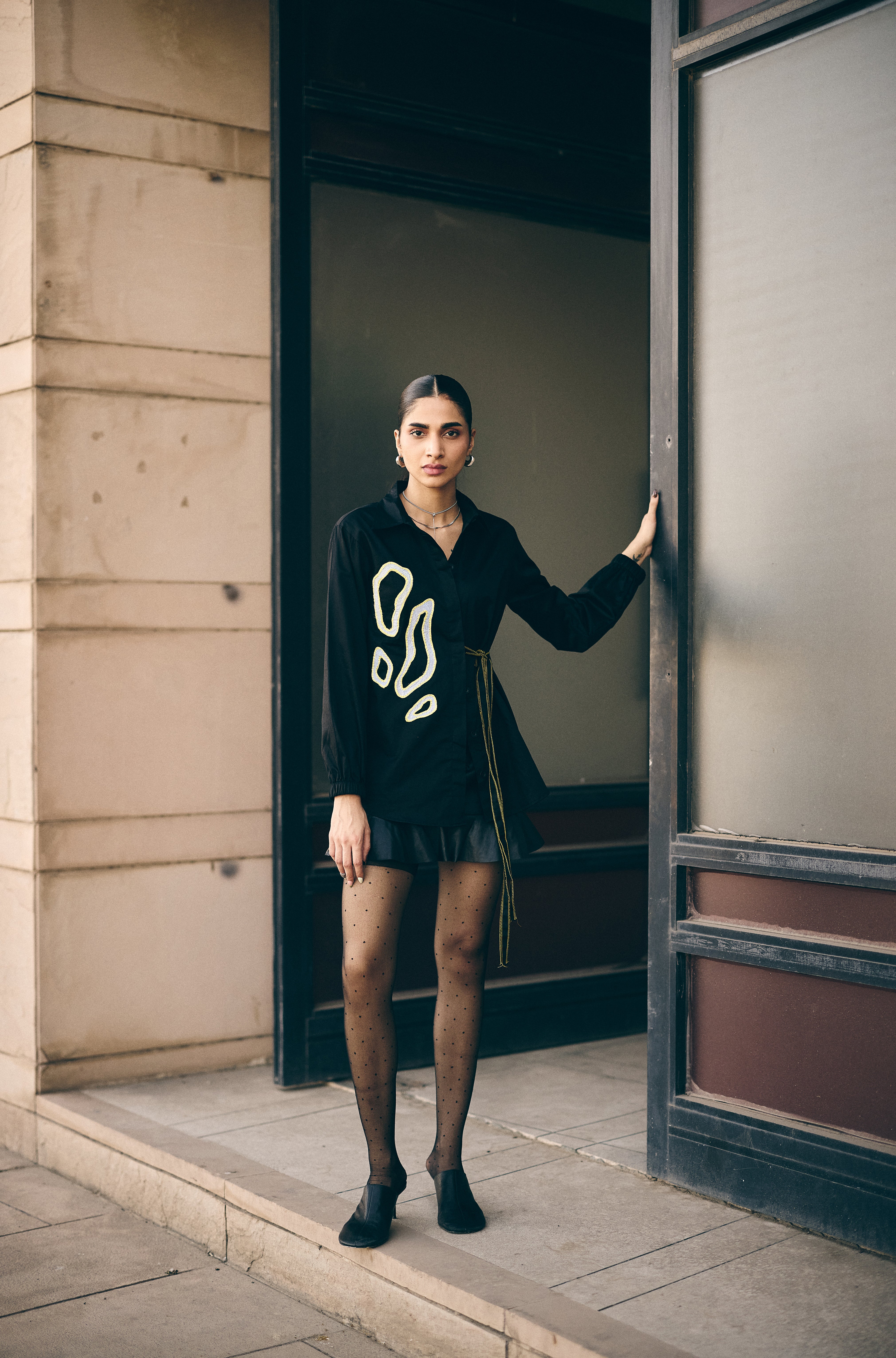 Black crafty Embroidered shirt/co-ord set