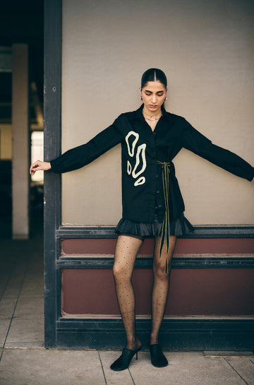 Black crafty Embroidered shirt/co-ord set