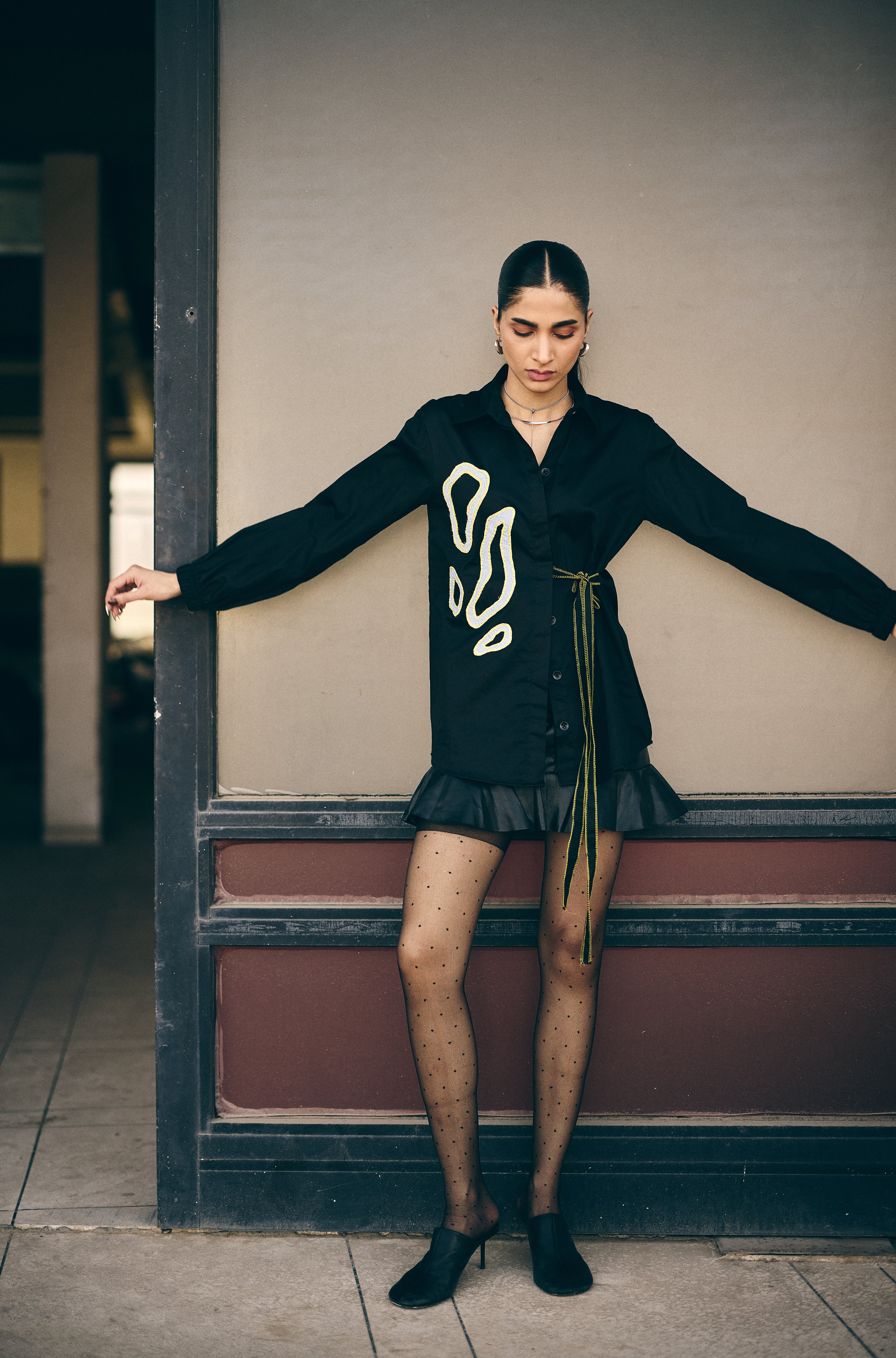 Black crafty Embroidered shirt/co-ord set