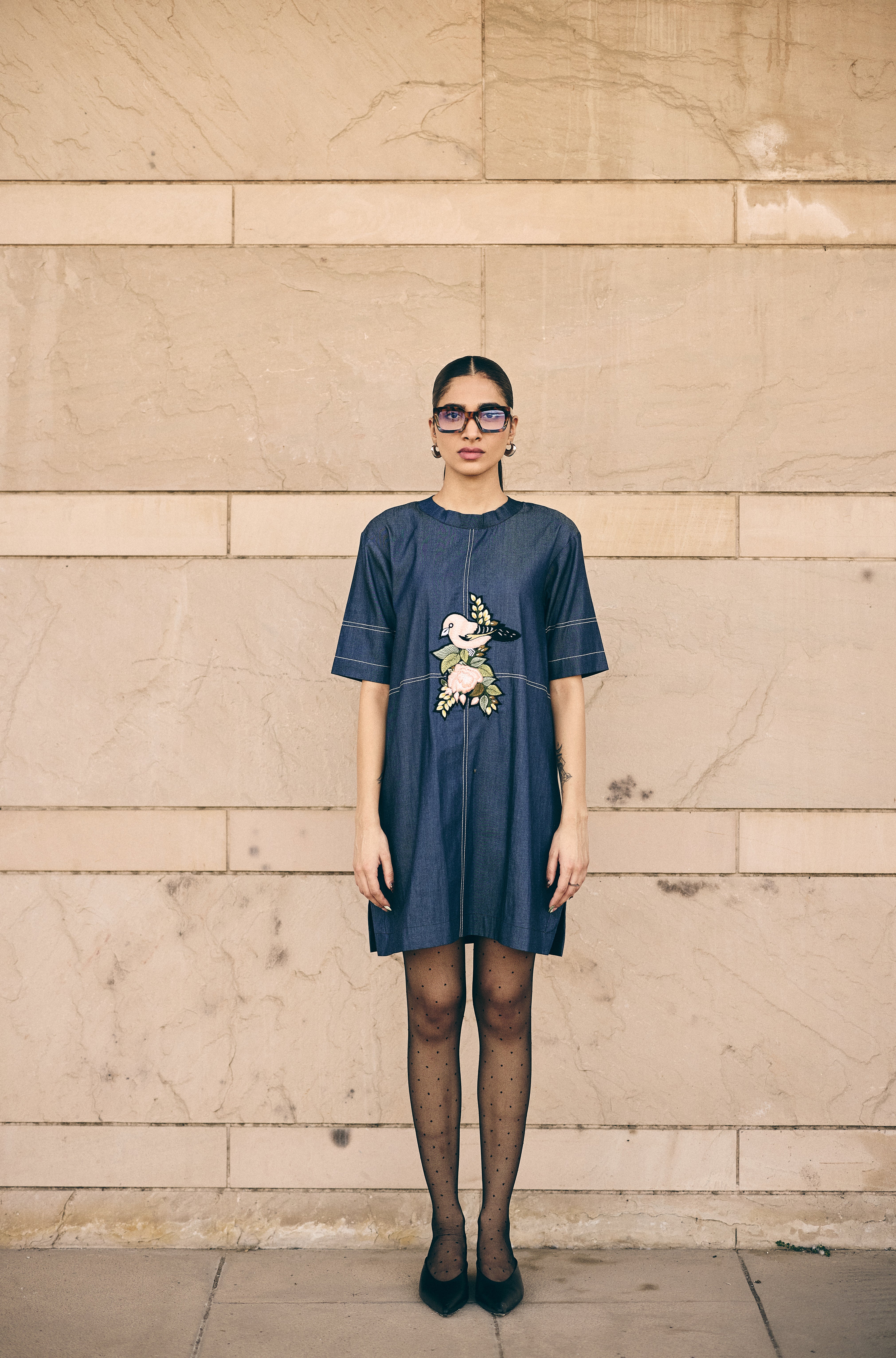Denim Bird Nest Dress