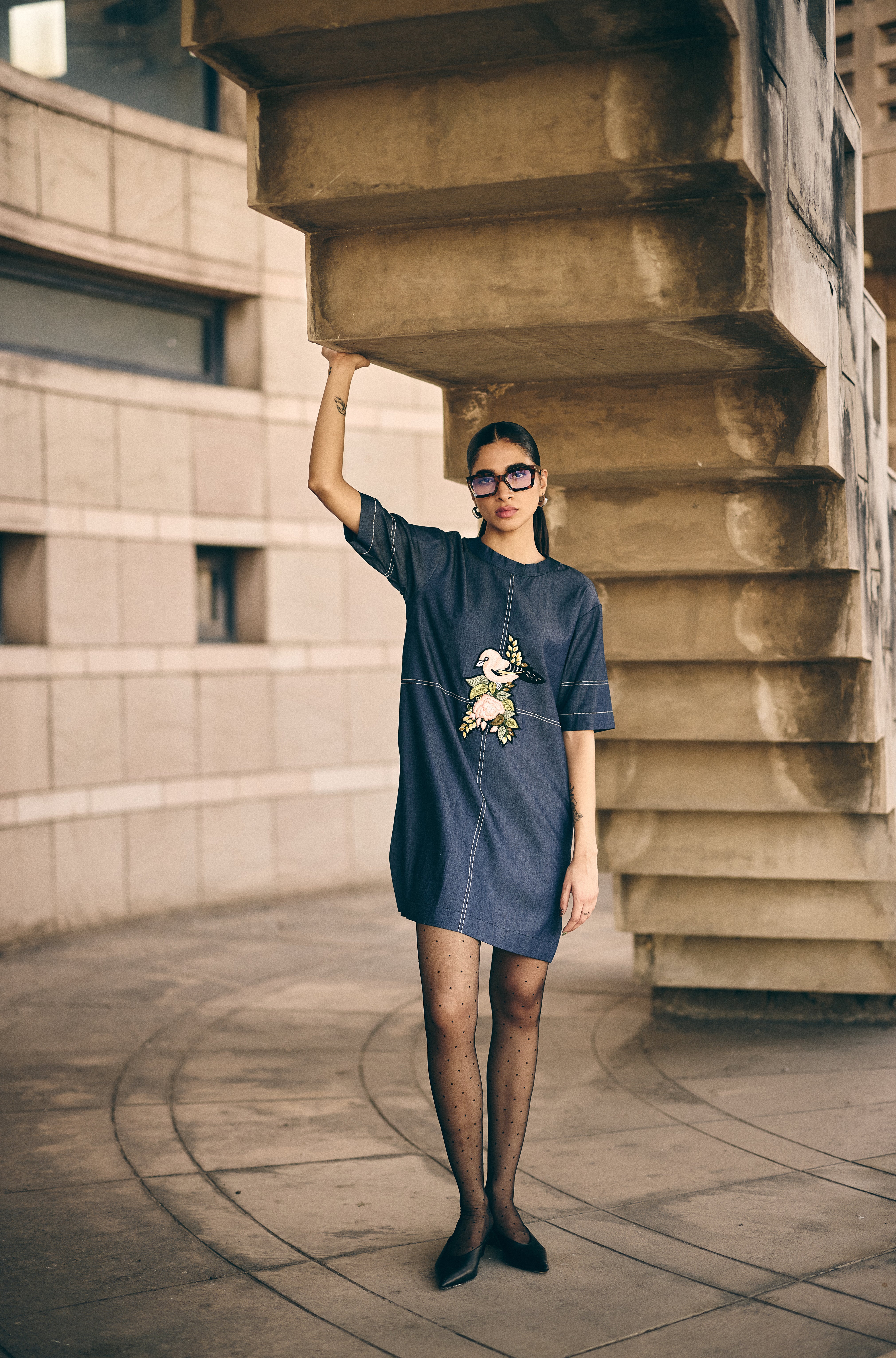 Denim Bird Nest Dress