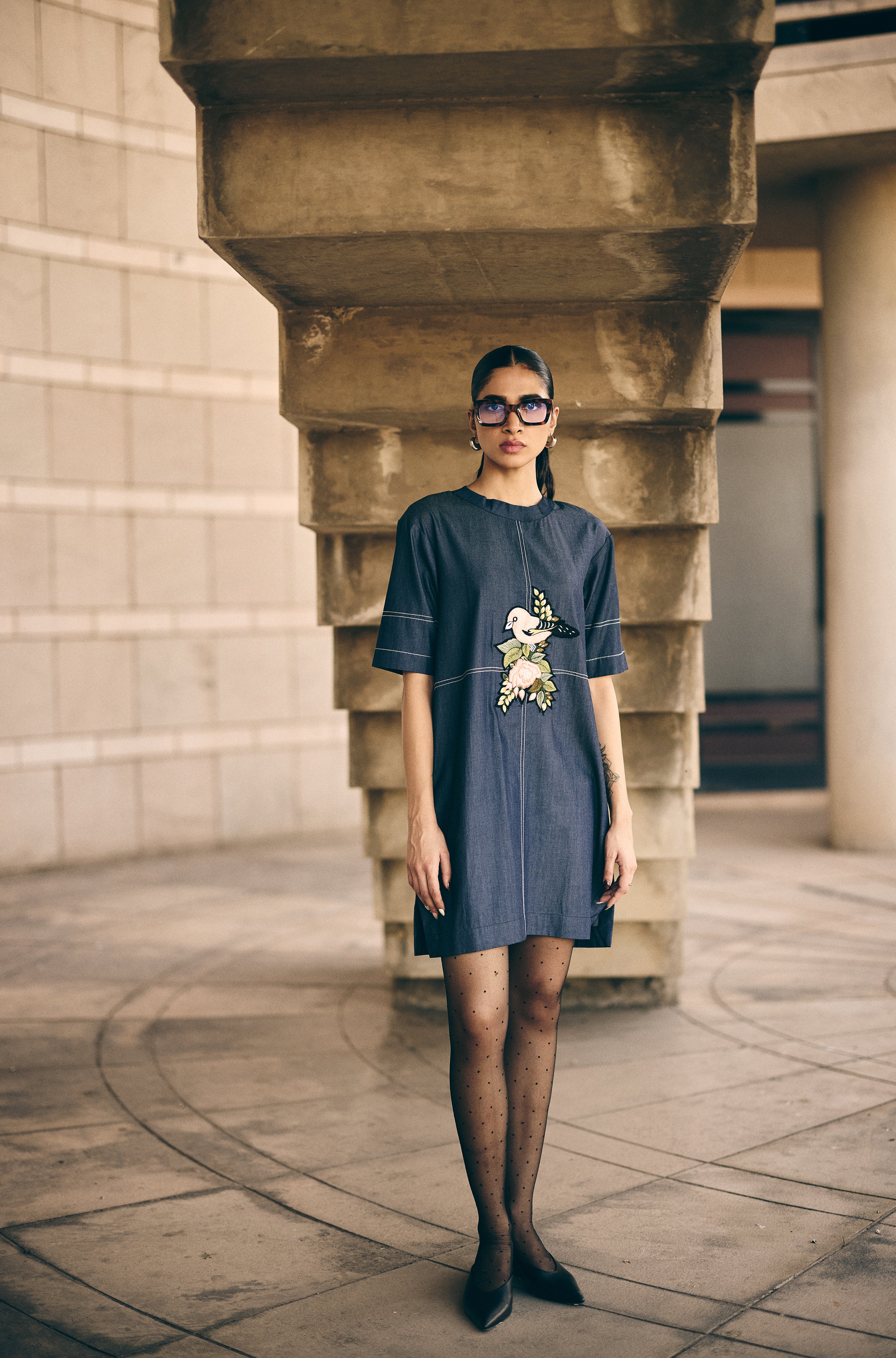 Denim Bird Nest Dress