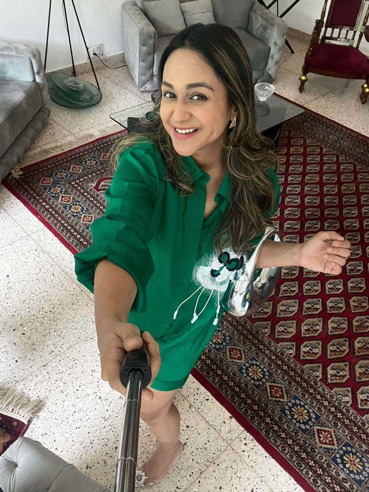 Emerald Bloom Green Shirt/Co-ord Set - Puja Agarwal