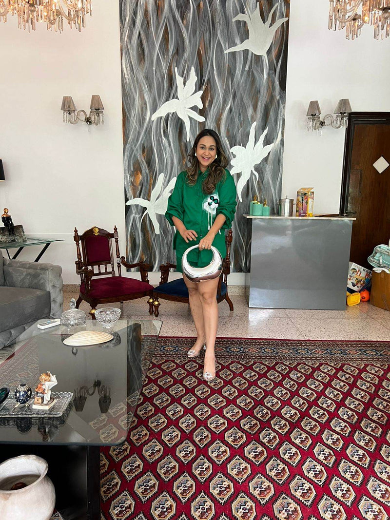 Emerald Bloom Green Shirt/Co-ord Set - Puja Agarwal