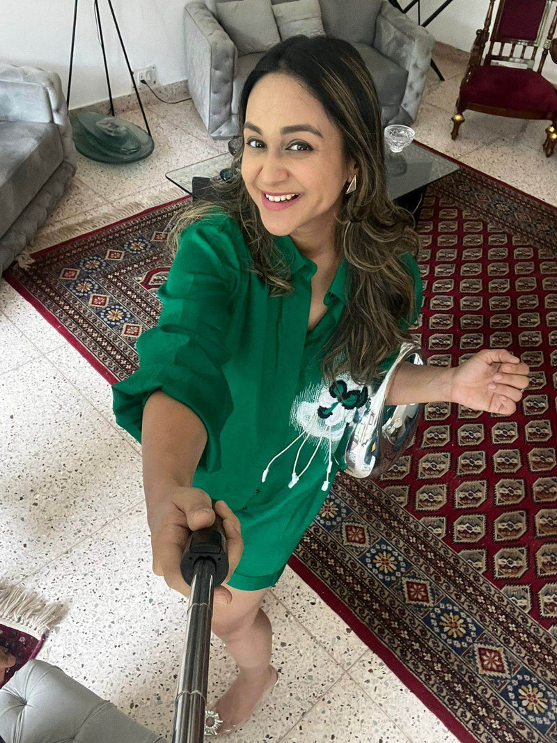 Emerald Bloom Green Shirt/Co-ord Set - Puja Agarwal