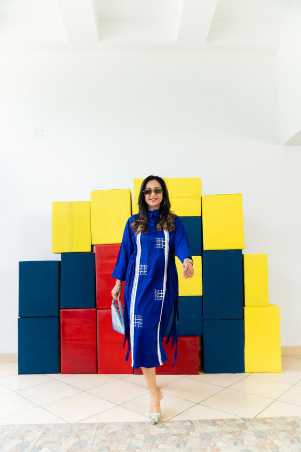 Electric Indigo Blue Grid Dress