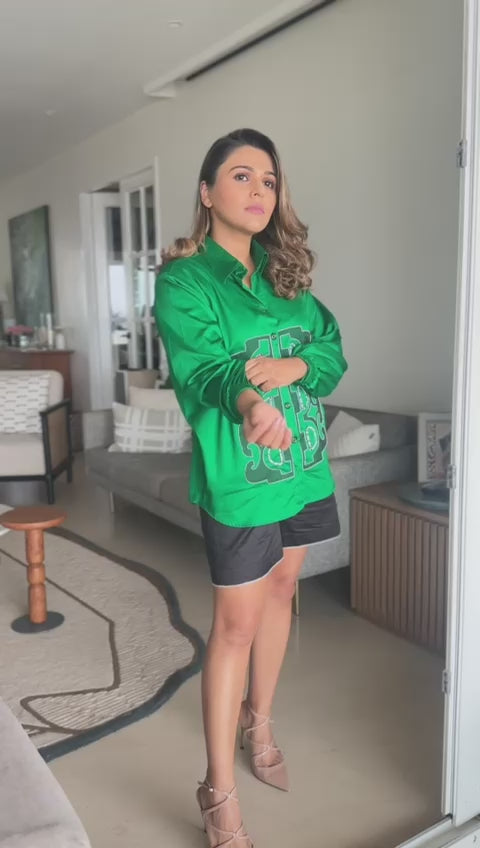 Green Abstract Embroidered Shirt / Co-ord Set